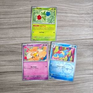 Pokemon Cards - Roselia Green, Cutiefly Pink, Croconaw Blue